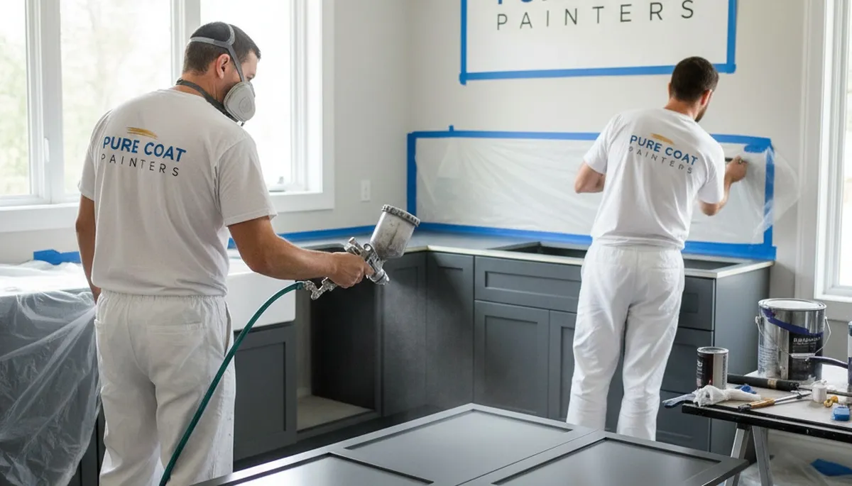 Professional cabinet painting in Hoboken, NJ kitchen by local house painters for modern updates
