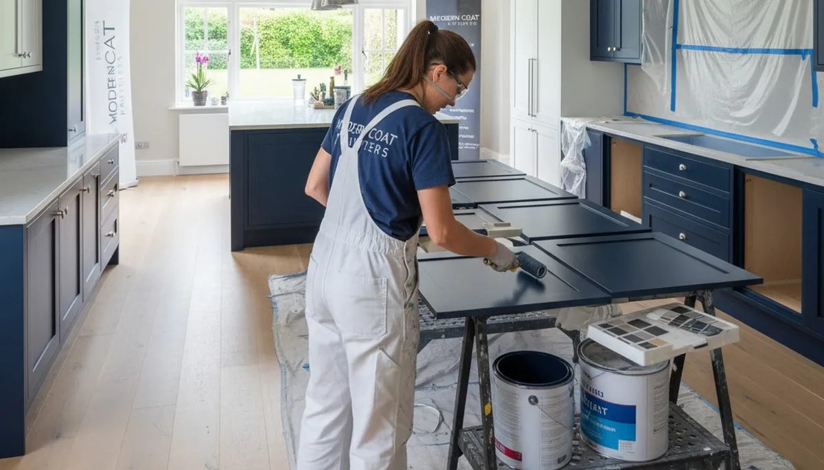 Professional cabinet painting in Hoboken, NJ kitchen by local residential painting experts
