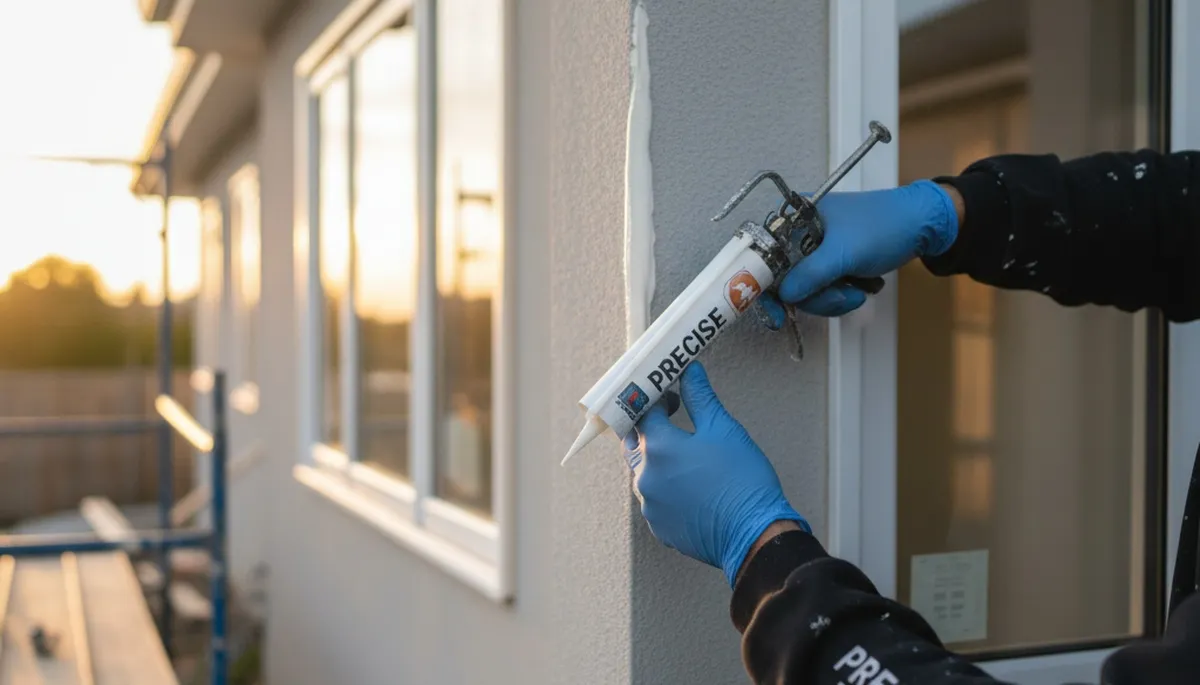 Professional caulking and sealing on Hoboken NJ home exterior for weatherproof paint protection