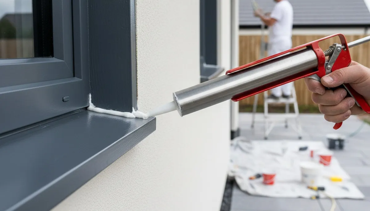 Professional caulking and sealing on Hoboken NJ home exterior for moisture protection