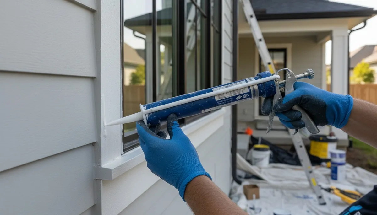 Professional caulking and sealing on Hoboken NJ home exterior for weatherproof protection