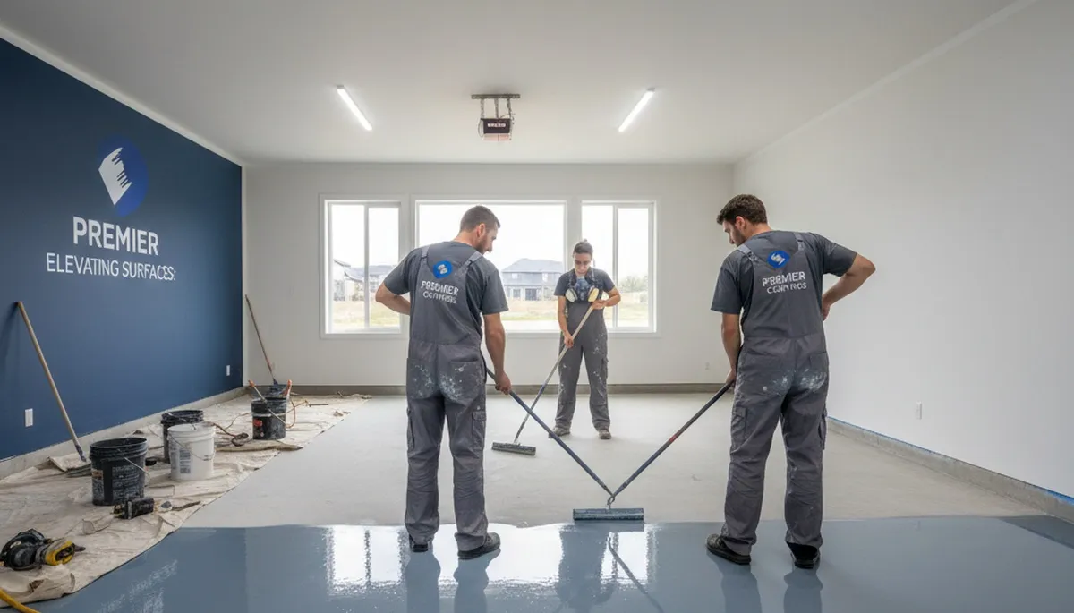 Epoxy floor coating in Hoboken NJ garage by professional house painters for durable, glossy finish