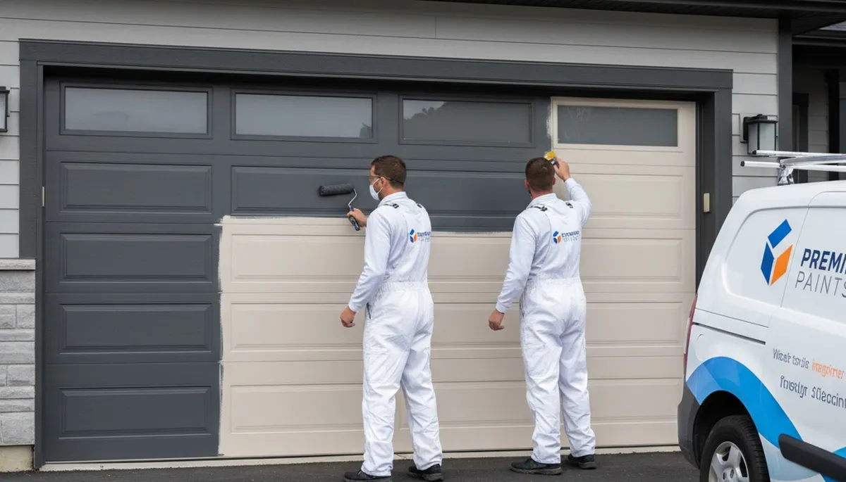 Professional garage door painting in Hoboken NJ restoring curb appeal with durable exterior finishes