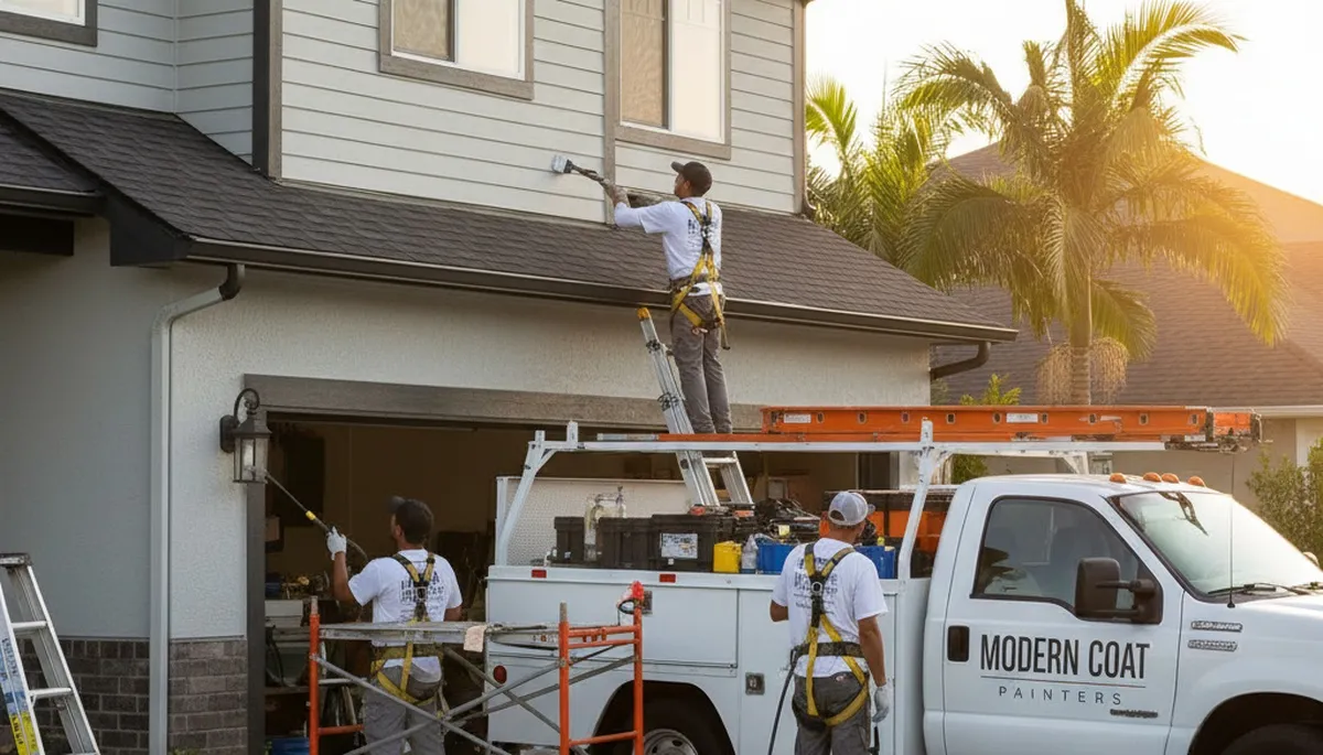 Professional gutter painting on a Hoboken NJ home exterior by expert local house painters
