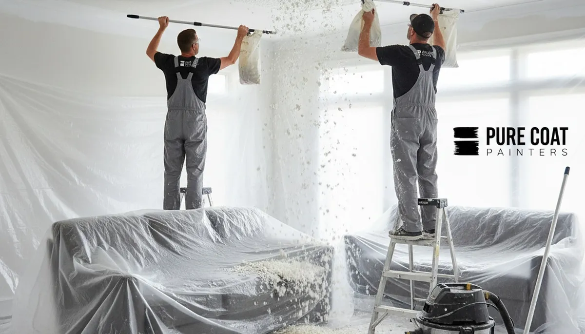 Professional popcorn ceiling removal and refinishing in Hoboken, NJ home interior