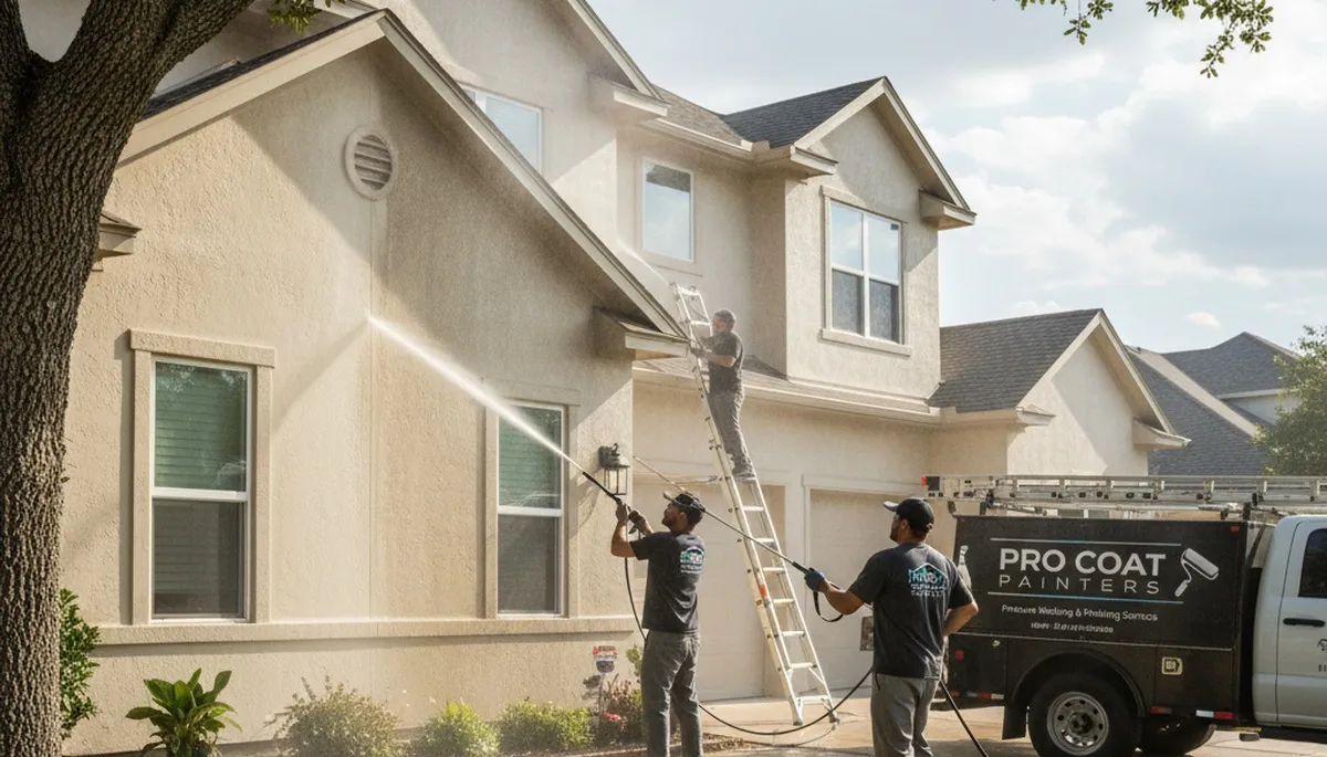 Professional pressure washing home exterior in Hoboken, NJ by local house-painting experts