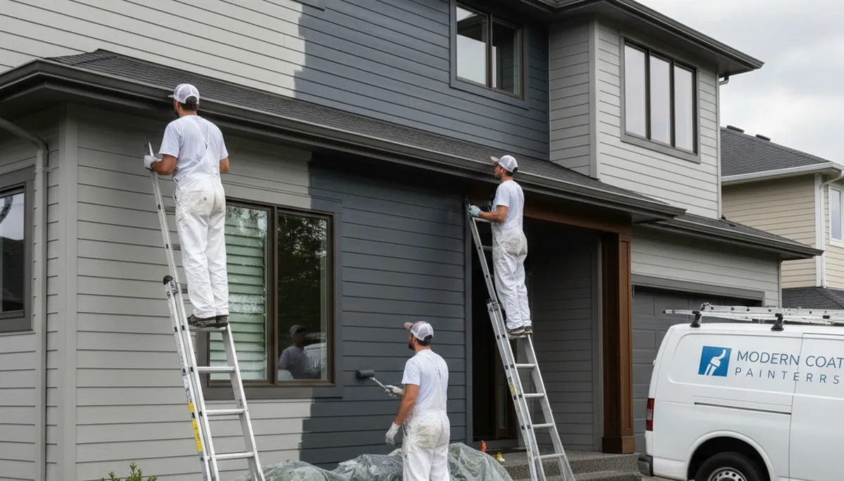 Professional siding painting on a Hoboken NJ home by expert house painters