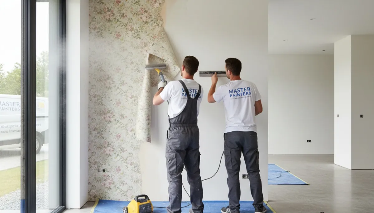 Professional wallpaper removal service in Hoboken, NJ preparing walls for painting